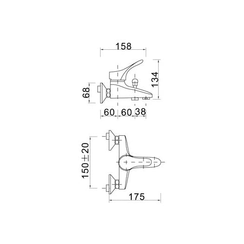 Bellini LN0401-6 單控浴缸/浴室面盆牆身出水龍頭 (100% 意大利製造)單把浴缸龍頭