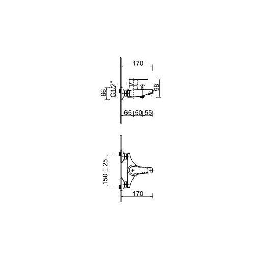Bellini LN0601/6 單控浴缸/浴室面盆牆身出水龍頭 (100% 意大利製造)