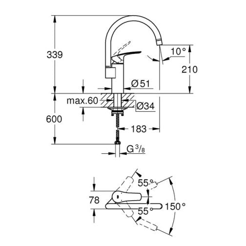德國 GROHE Eurosmart 33202003 廚房龍頭